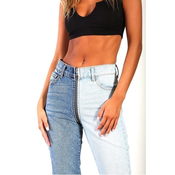 REVICE Yin Yang two tone zipper blue jeans size 28 like new - Picture 6 of 15